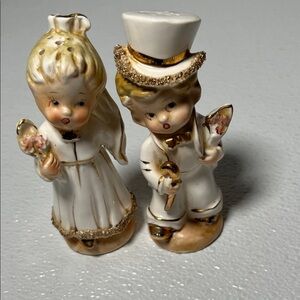 Vintage 1950’s Bride and Groom Salt and Pepper Shakers. Made in Japan. RARE